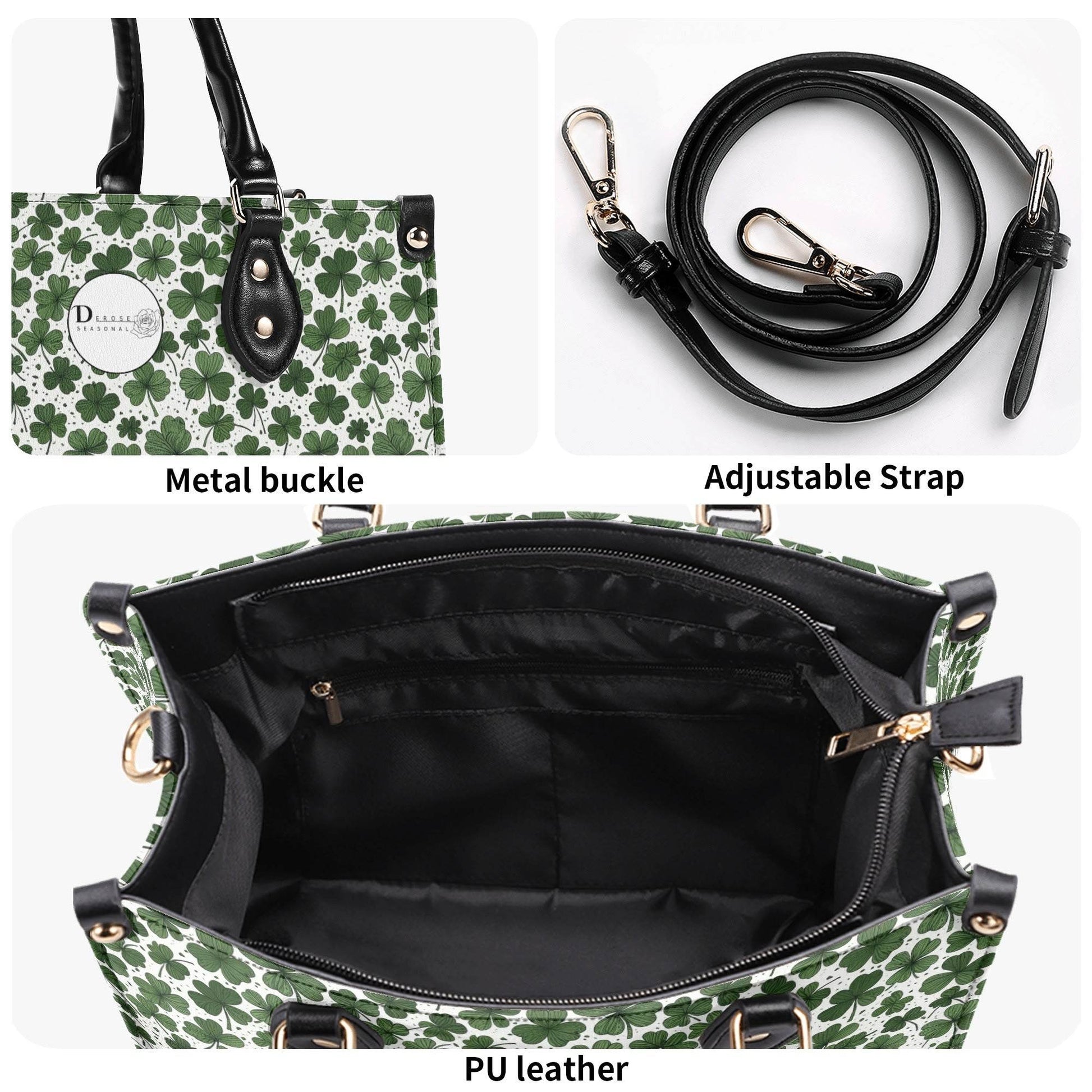 Clovers Luxury Women Leather Handbag (3 sizes) - DeRose Seasonal