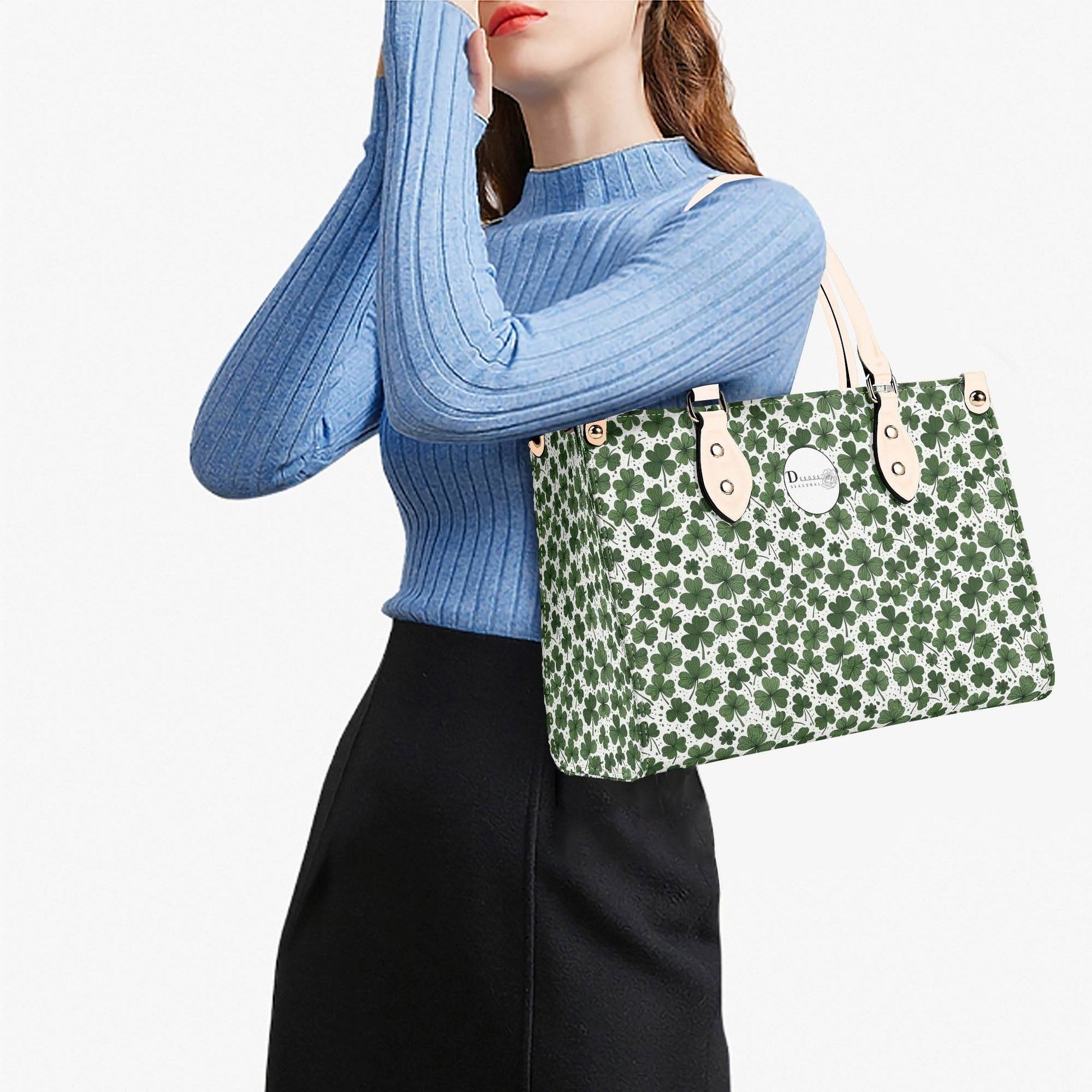 Clovers Luxury Women Leather Handbag (3 sizes) - DeRose Seasonal