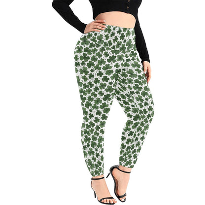 Clovers Women's Plus Size High Waited Leggings Women's High Waist Leggings(Plus Size)(ModelL45) - DeRose Seasonal
