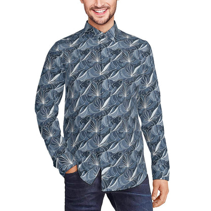 Cold Wind Men's Classic Long-Sleeved Button up Polyester Dress Shirt - DeRose Seasonal