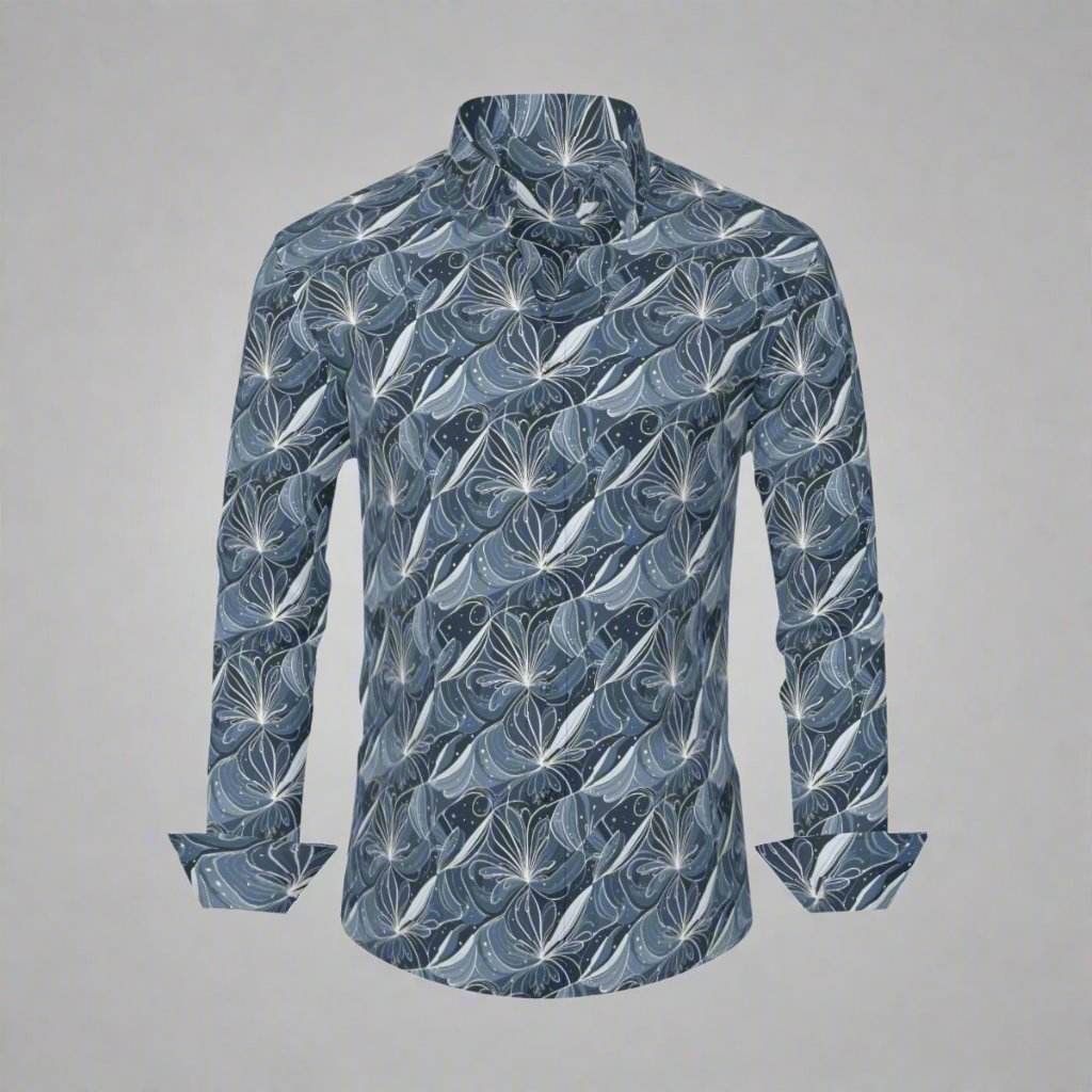 Cold Wind Men's Classic Long-Sleeved Button up Polyester Dress Shirt - DeRose Seasonal