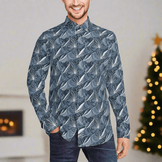Cold Wind Men's Classic Long-Sleeved Button up Polyester Dress Shirt - DeRose Seasonal