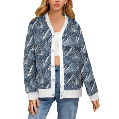 Cold Wind Women's Cardigan Button Sweater Custom Women's Cardigan (Model H73) - DeRose Seasonal