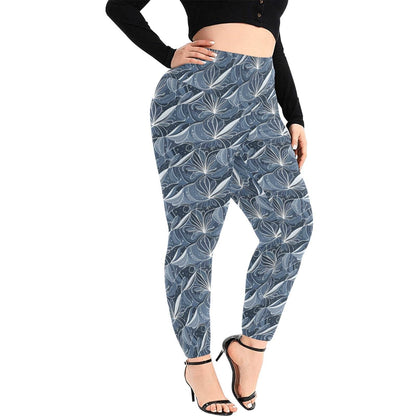 Cold Wind Women's Plus Size High Waited Leggings Women's High Waist Leggings(Plus Size)(ModelL45) - DeRose Seasonal
