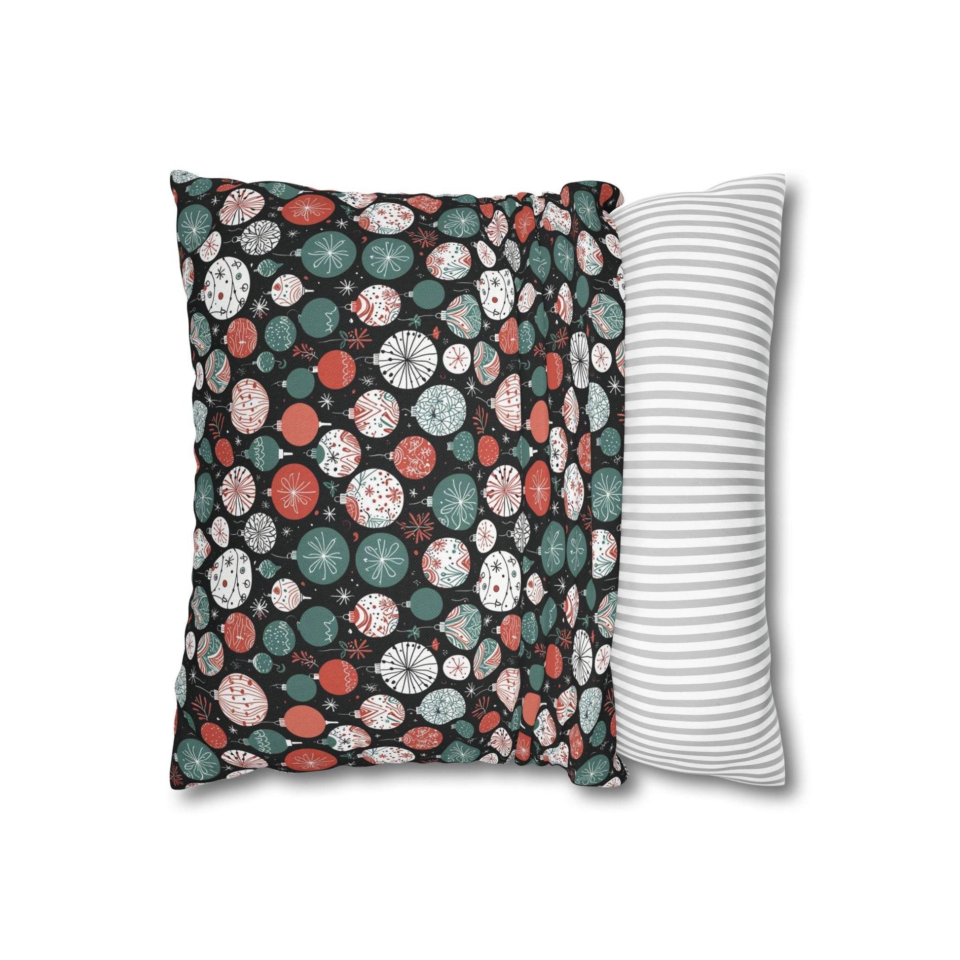 Colorful Ornaments Spun Polyester Square Pillowcase - DeRose Seasonal