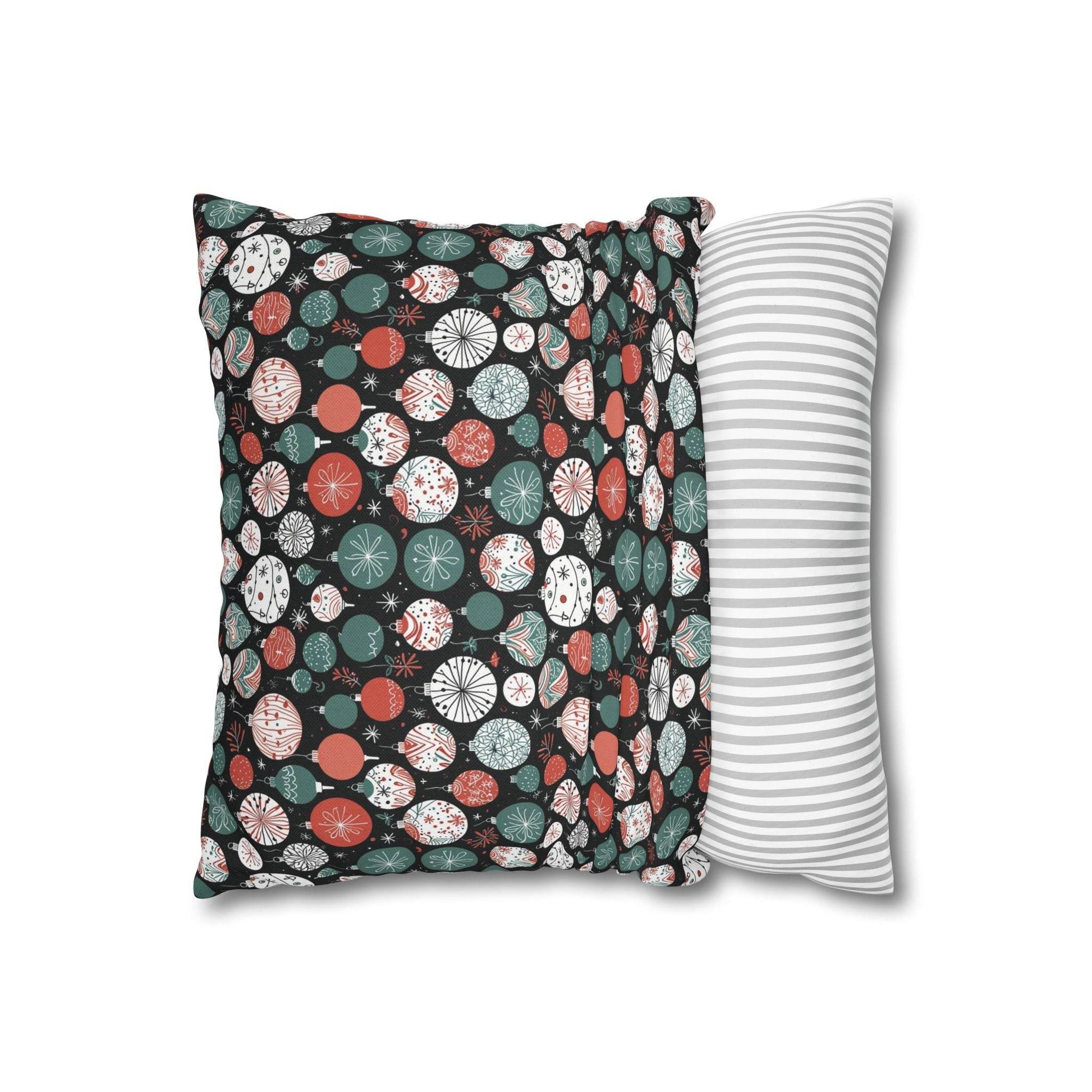 Colorful Ornaments Spun Polyester Square Pillowcase - DeRose Seasonal