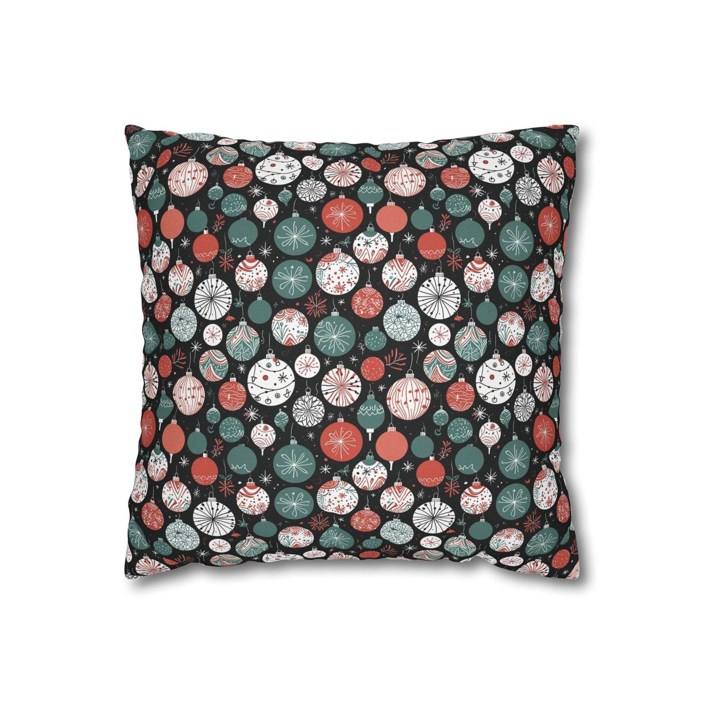 Colorful Ornaments Spun Polyester Square Pillowcase - DeRose Seasonal