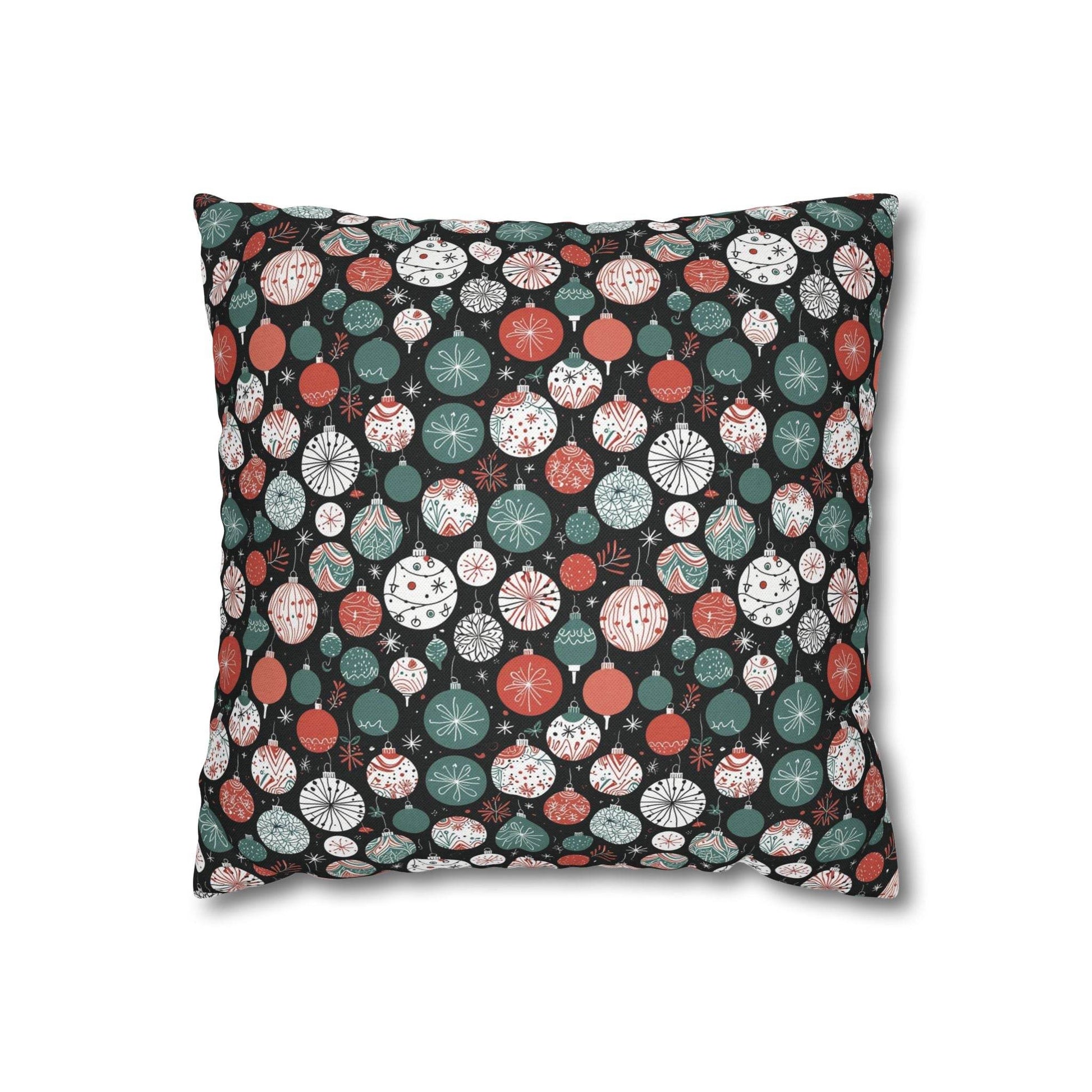 Colorful Ornaments Spun Polyester Square Pillowcase - DeRose Seasonal