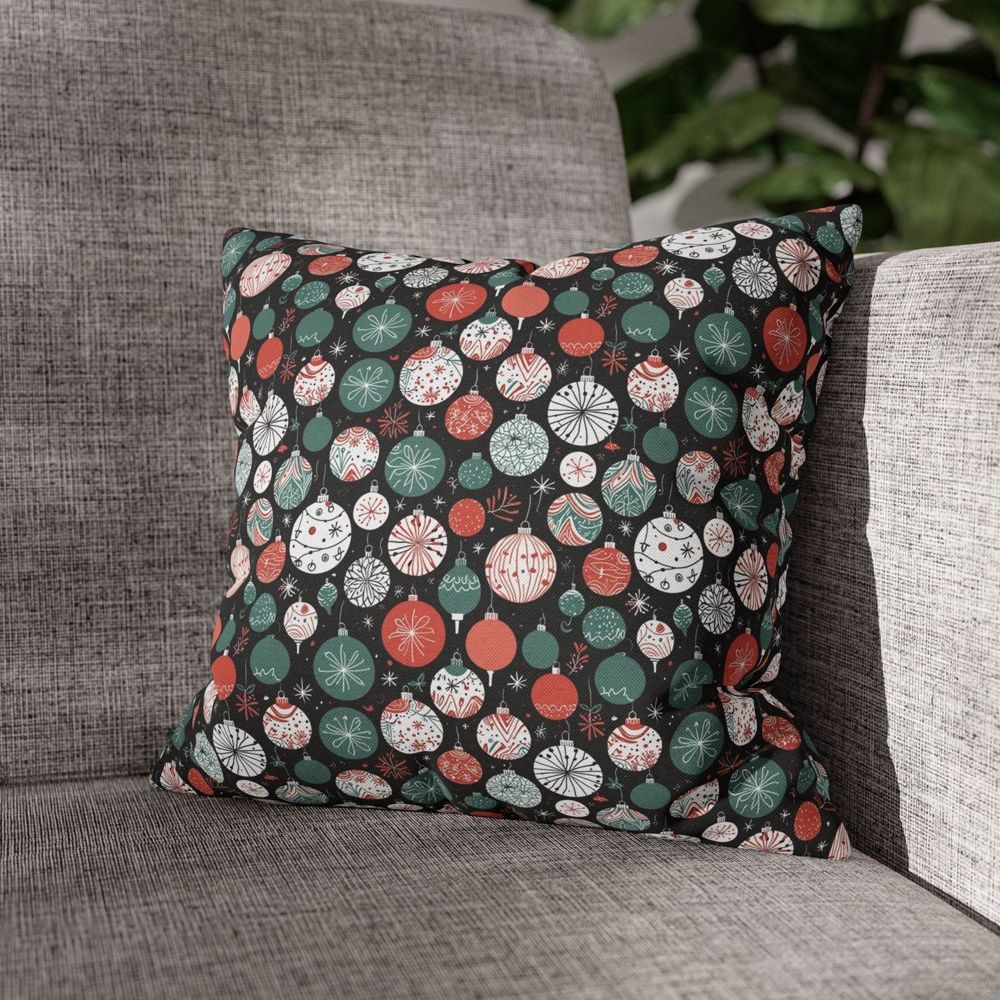 Colorful Ornaments Spun Polyester Square Pillowcase - DeRose Seasonal