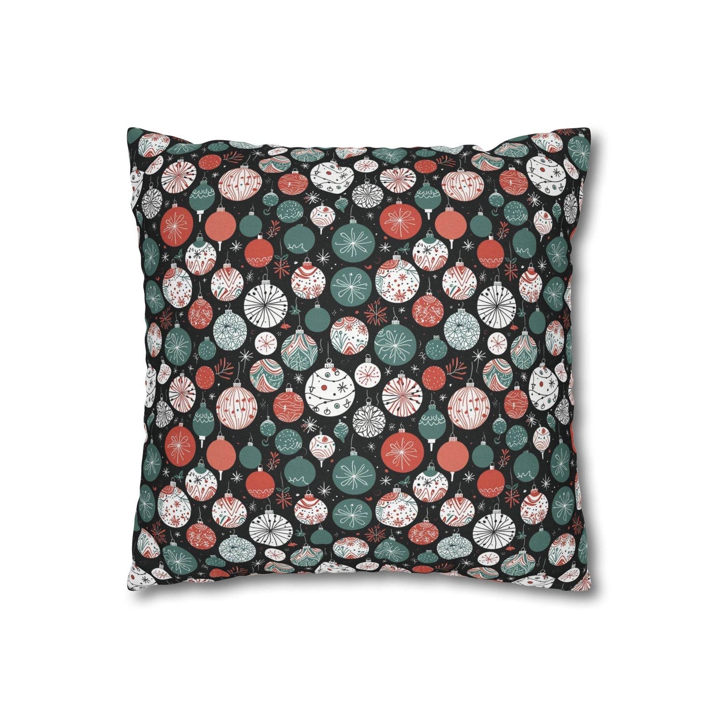 Colorful Ornaments Spun Polyester Square Pillowcase - DeRose Seasonal