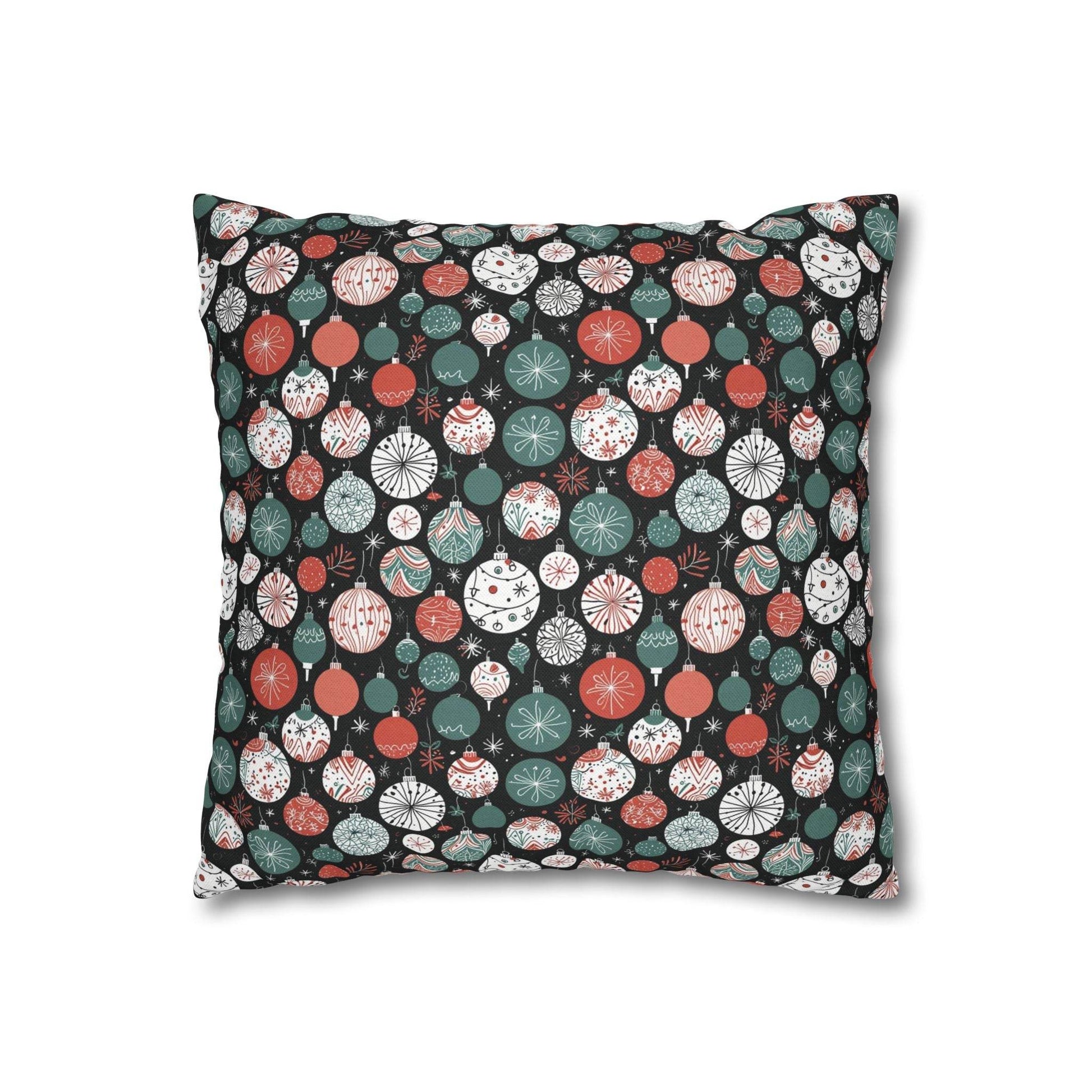 Colorful Ornaments Spun Polyester Square Pillowcase - DeRose Seasonal