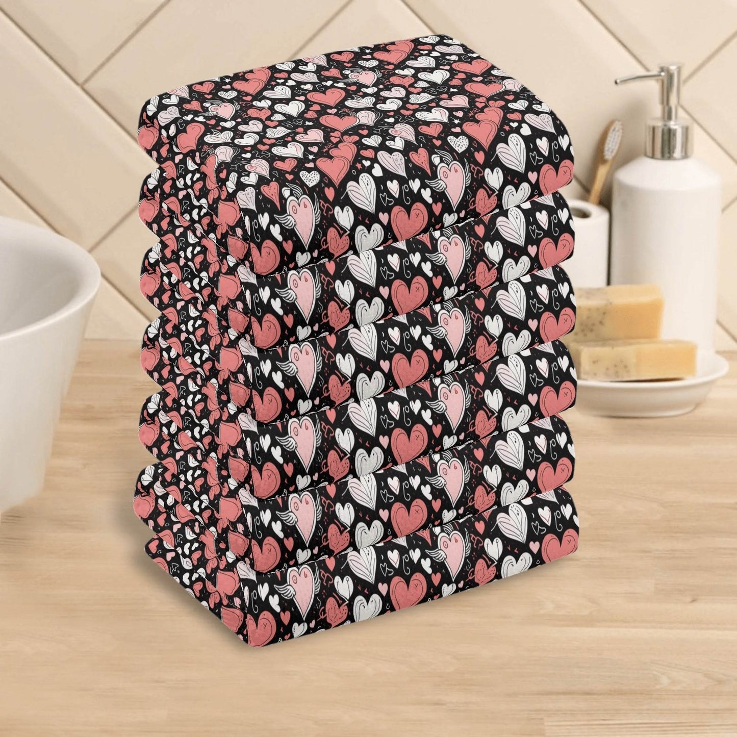 Colorful Hearts Hand Towels (6 Pcs) - DeRose Seasonal