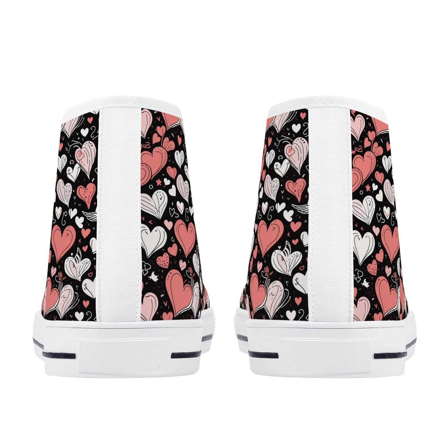 Colorful Hearts Men's High Top Canvas Shoes - DeRose Seasonal