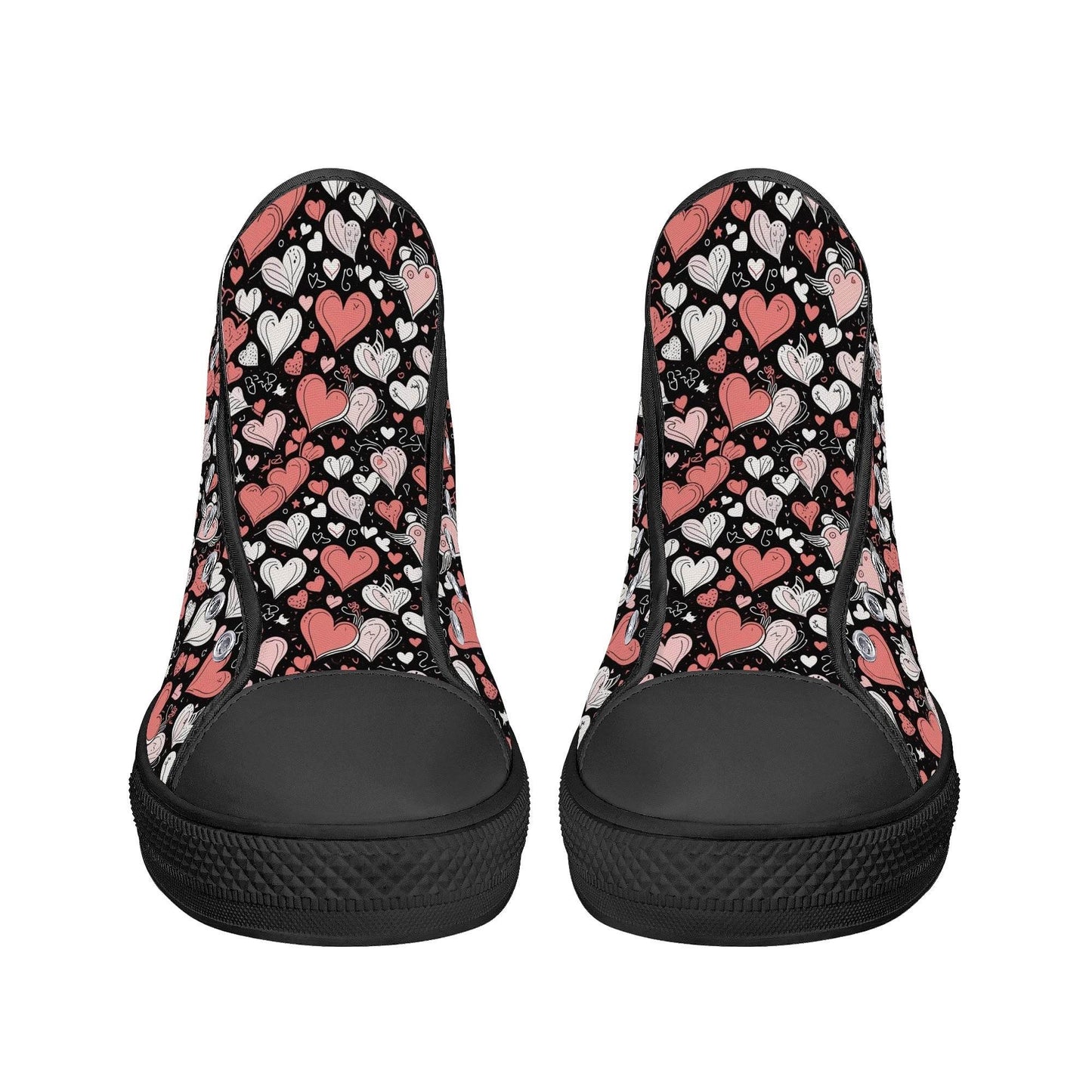 Colorful Hearts Men's High Top Canvas Shoes - DeRose Seasonal