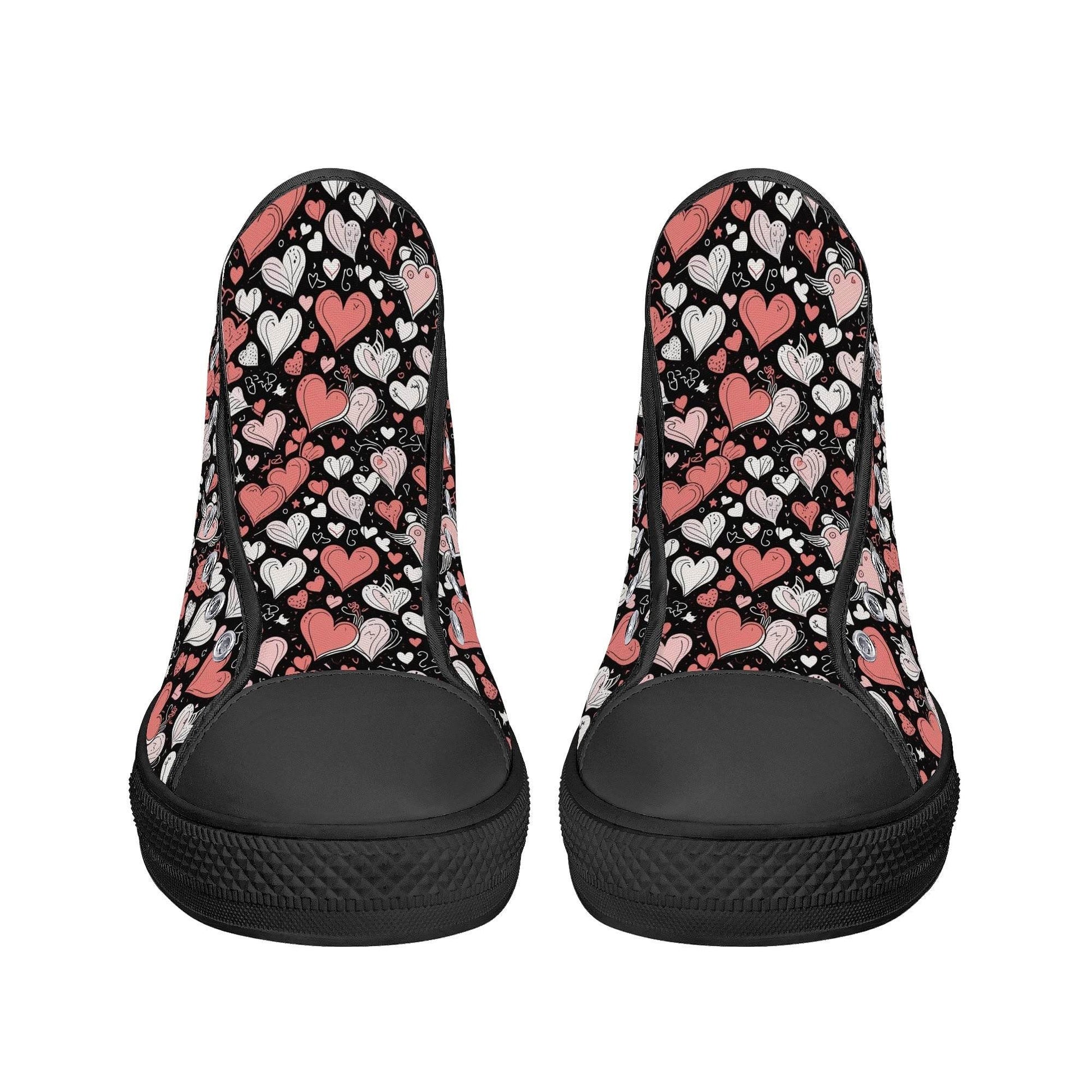 Colorful Hearts Men's High Top Canvas Shoes - DeRose Seasonal