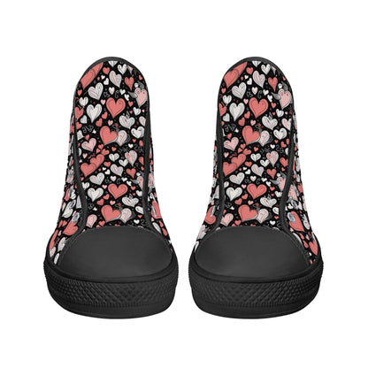 Colorful Hearts Men's High Top Canvas Shoes - DeRose Seasonal
