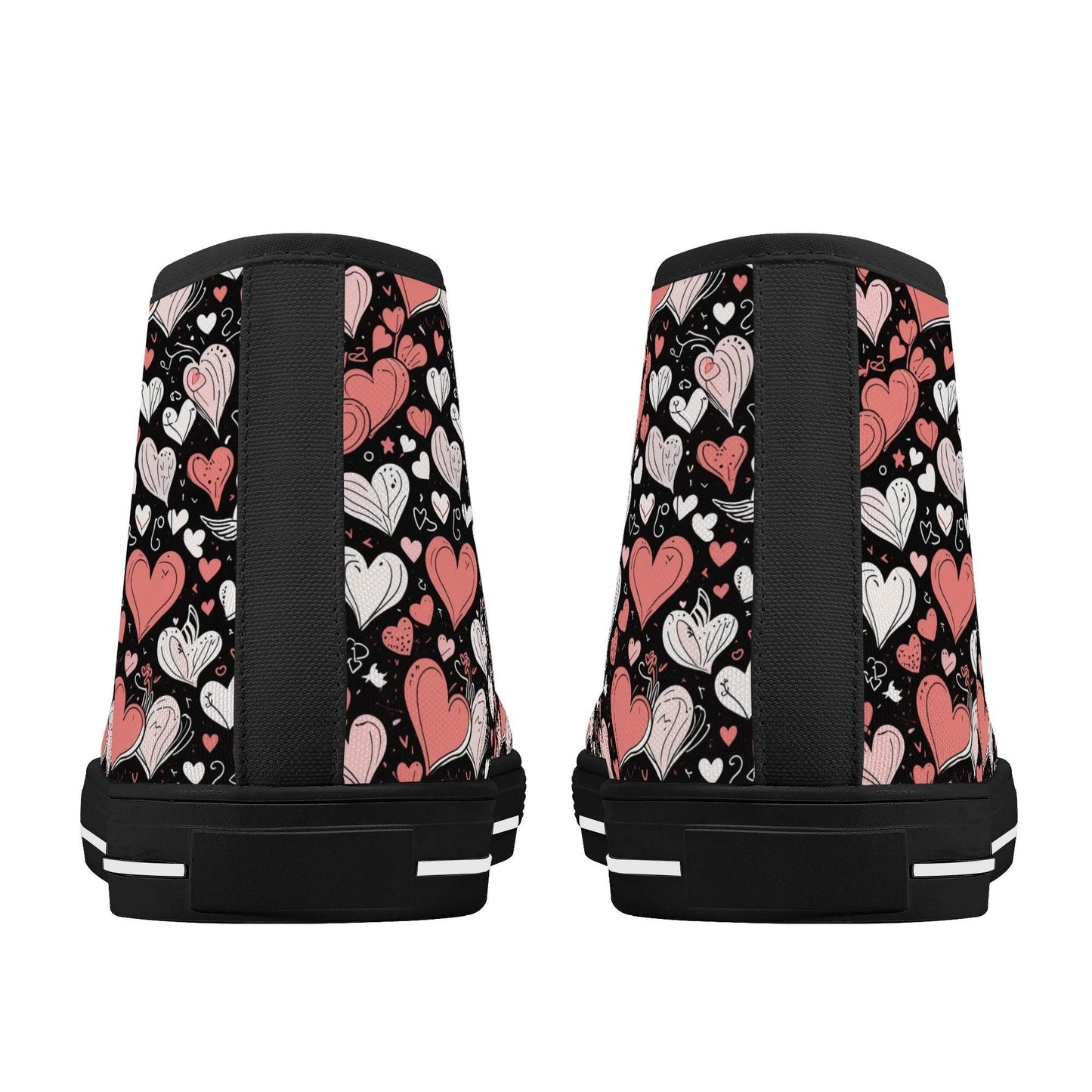 Colorful Hearts Men's High Top Canvas Shoes - DeRose Seasonal