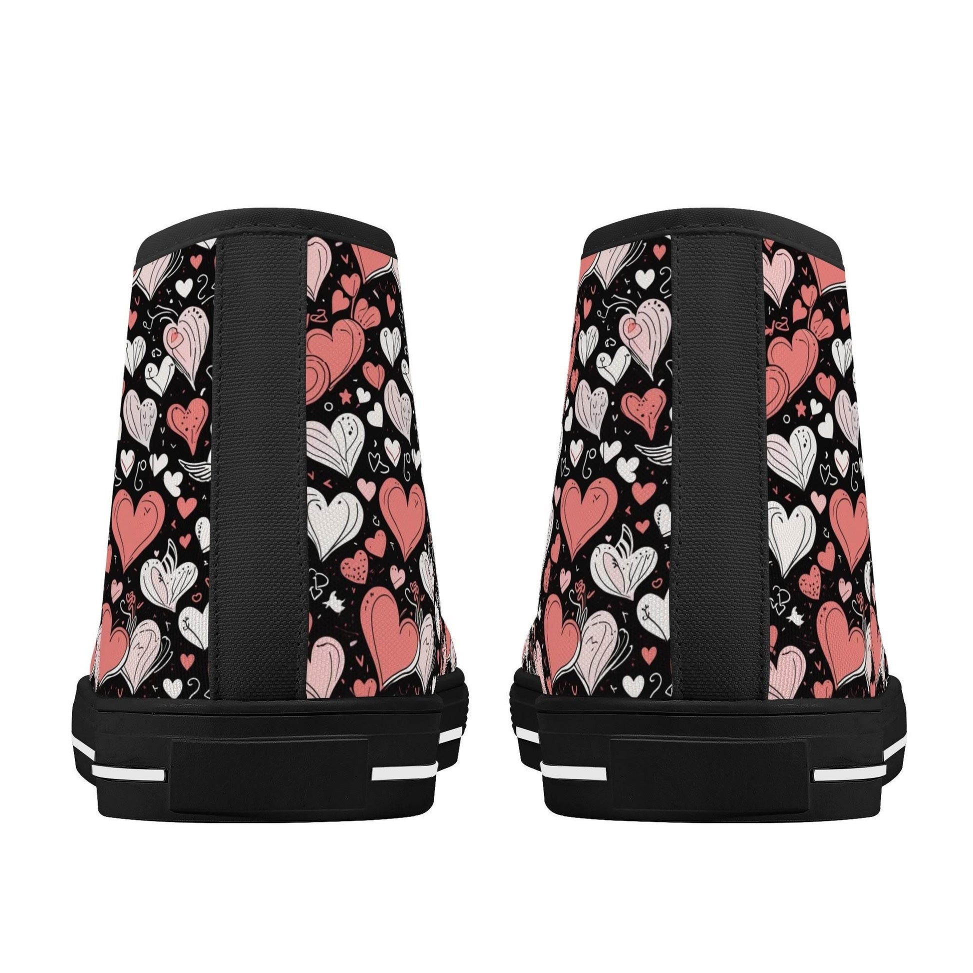 Colorful Hearts Men's High Top Canvas Shoes - DeRose Seasonal