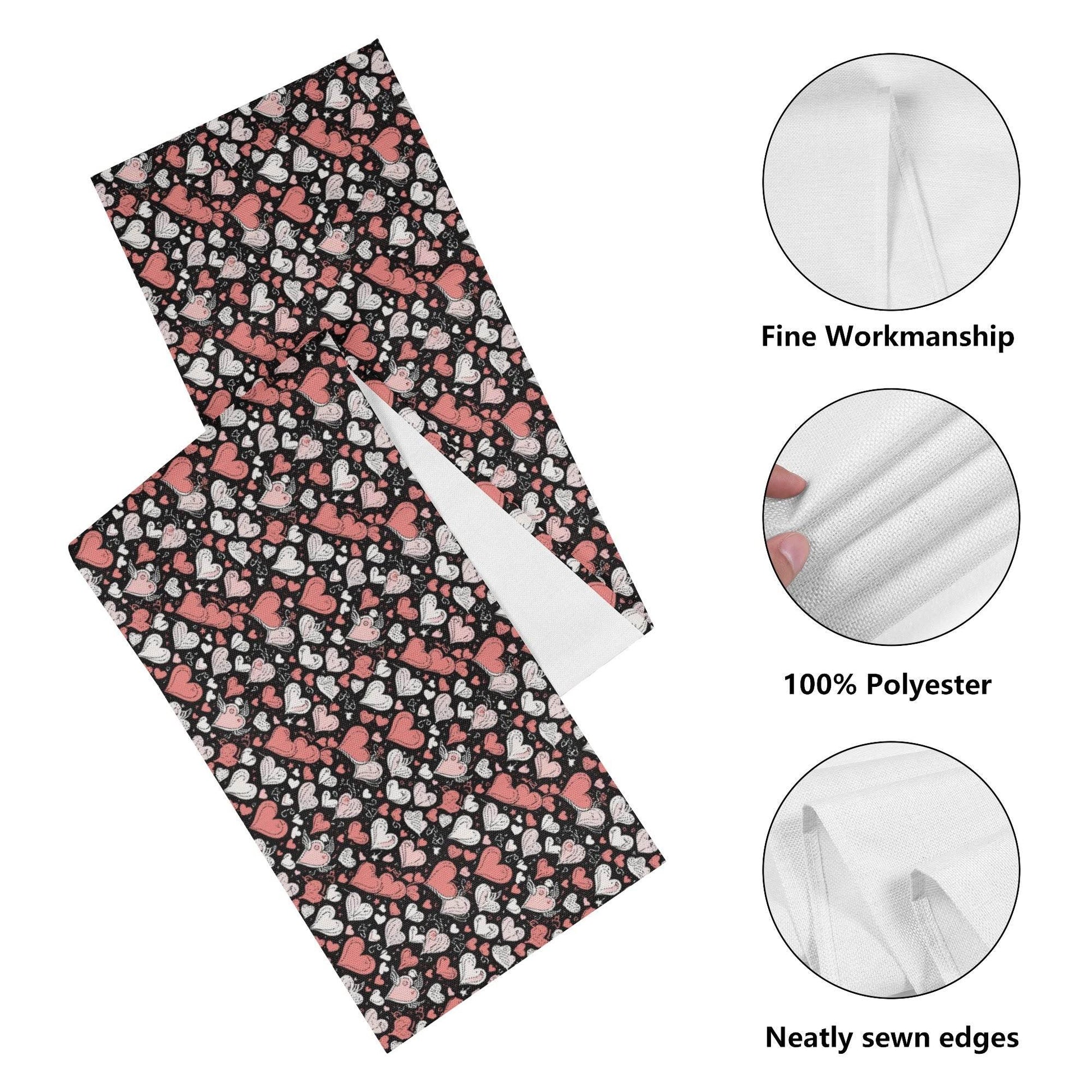 Colorful Hearts Polyester Table Runner - DeRose Seasonal