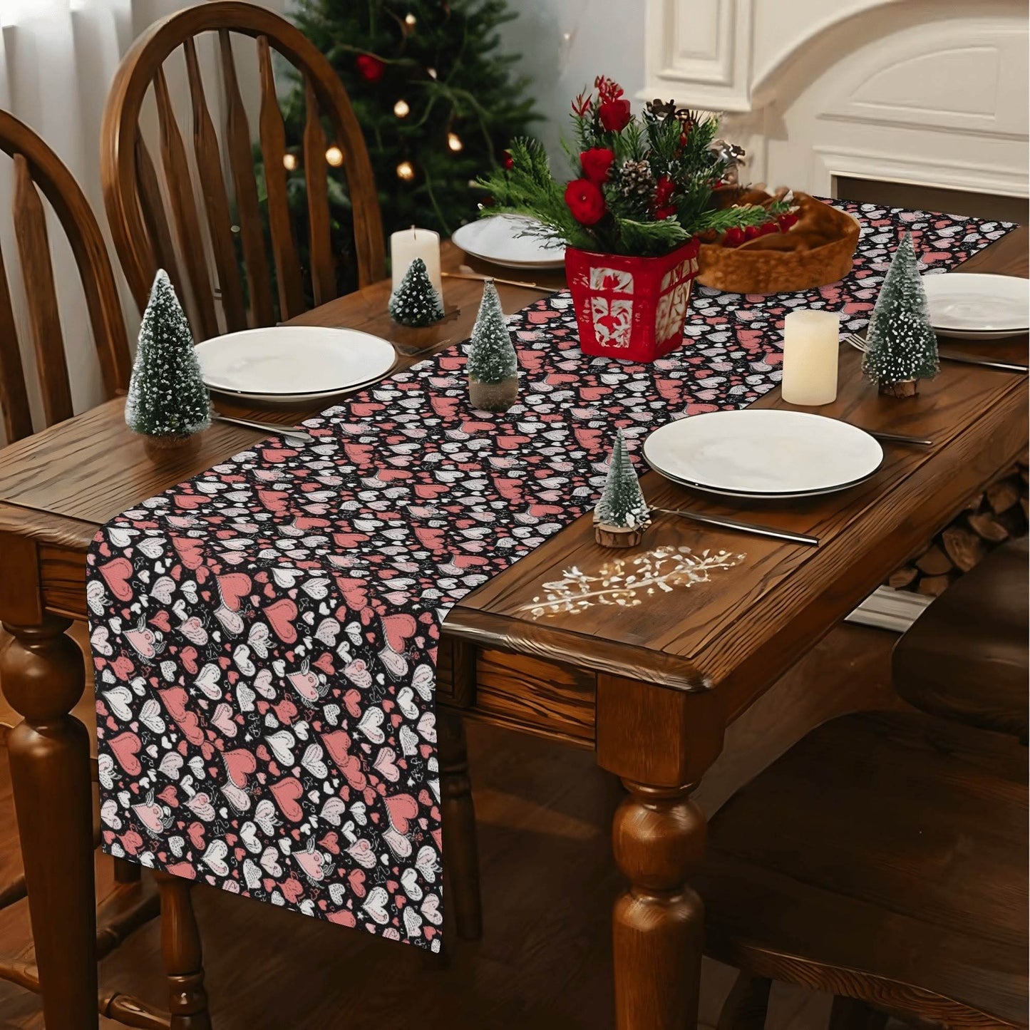 Colorful Hearts Polyester Table Runner - DeRose Seasonal