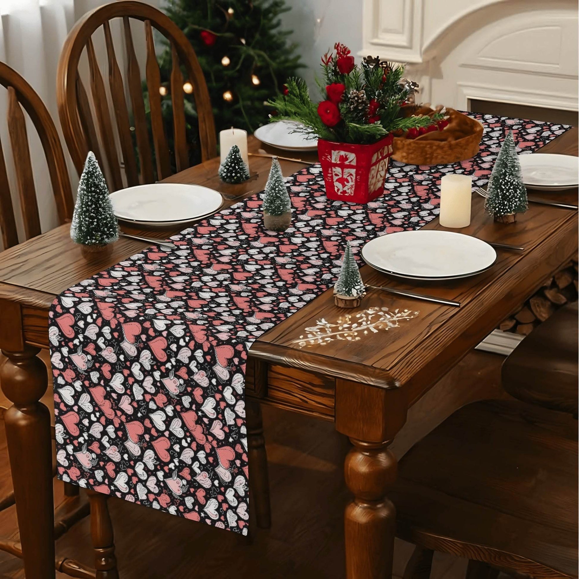 Colorful Hearts Polyester Table Runner - DeRose Seasonal