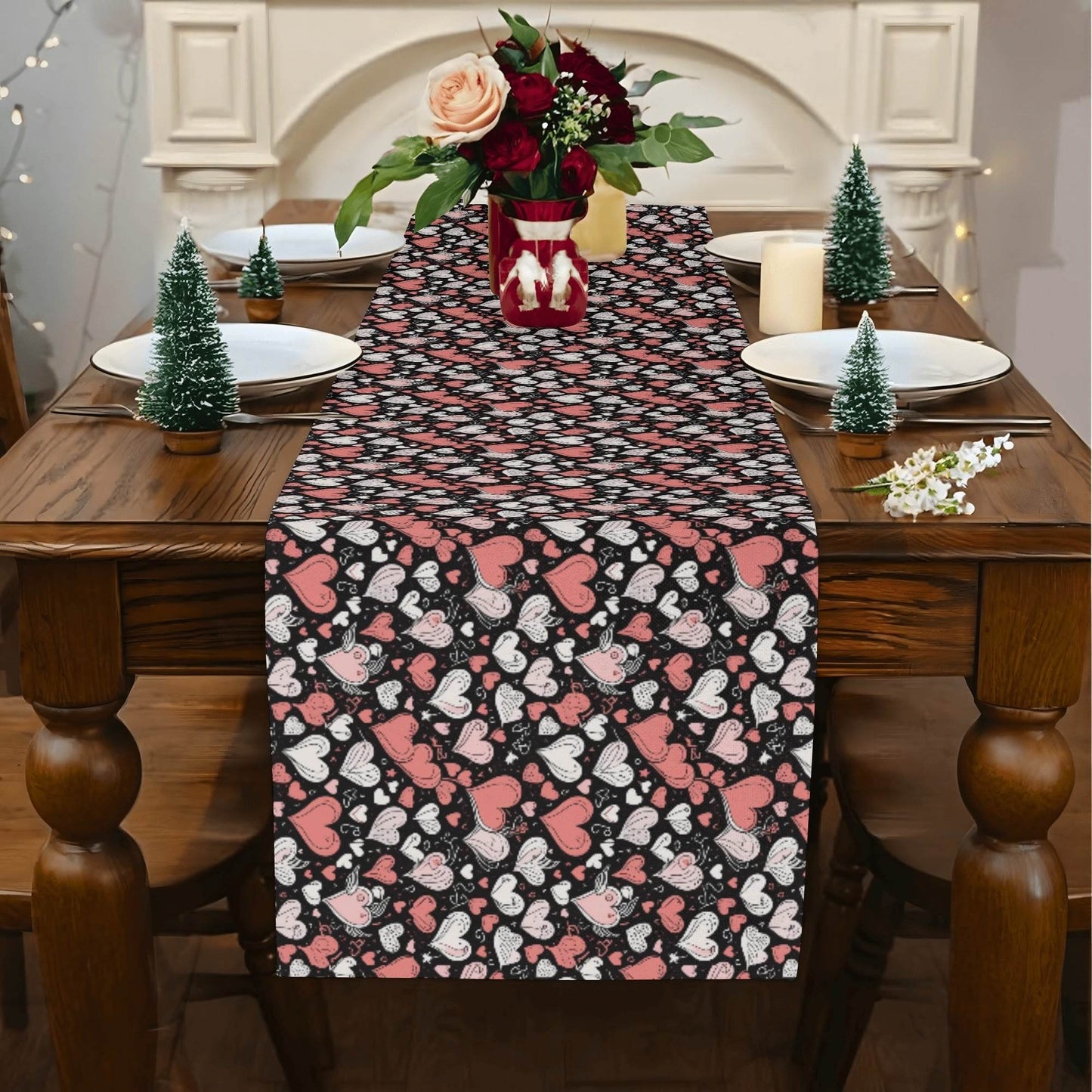 Colorful Hearts Polyester Table Runner - DeRose Seasonal