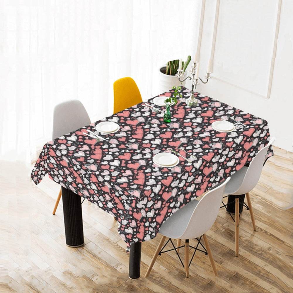Colorful Hearts Polyester Tablecloth Polyester Tablecloth 70"x 52" DeRose Seasonal