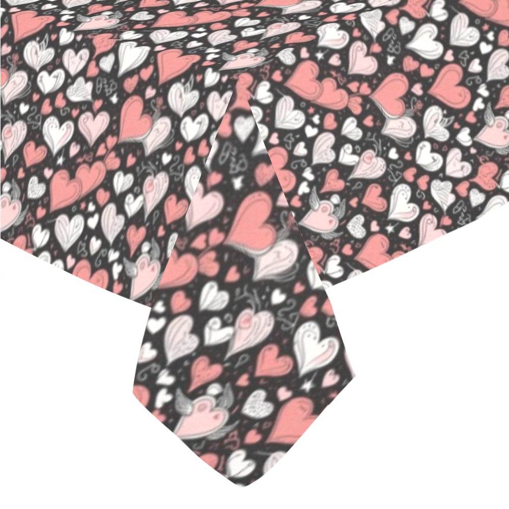 Colorful Hearts Polyester Tablecloth Polyester Tablecloth 70"x 52" DeRose Seasonal