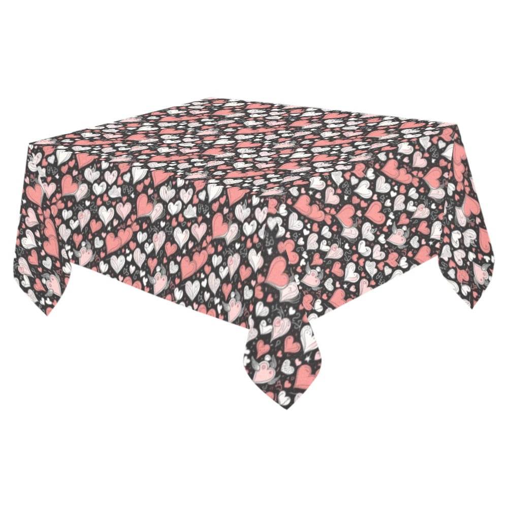 Colorful Hearts Polyester Tablecloth Polyester Tablecloth 70"x 52" DeRose Seasonal