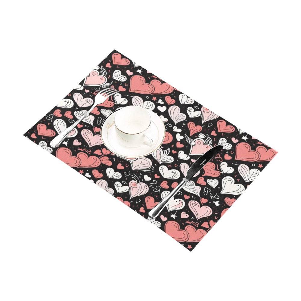 Colorful Hearts Table Placemat (set of 6) Placemats 12" x 18" (Set of 6) DeRose Seasonal