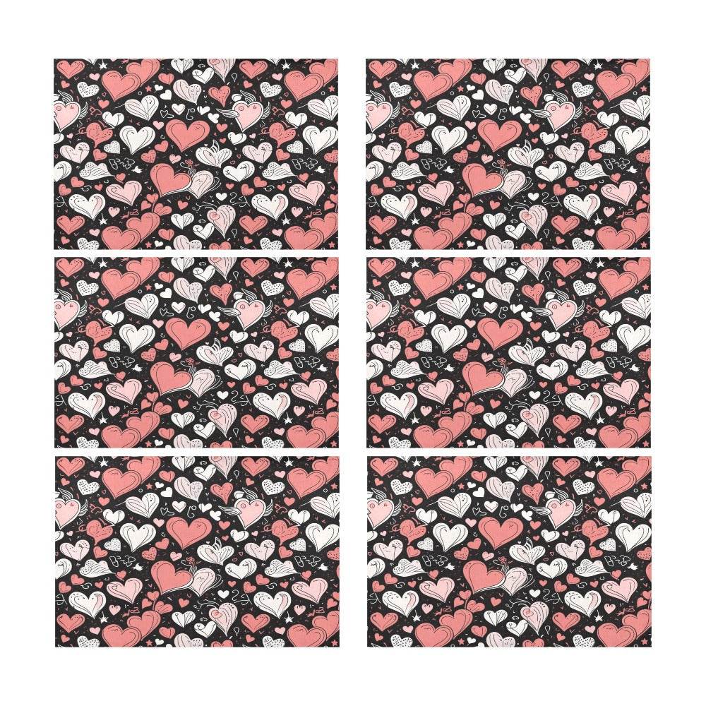 Colorful Hearts Table Placemat (set of 6) Placemats 12" x 18" (Set of 6) DeRose Seasonal