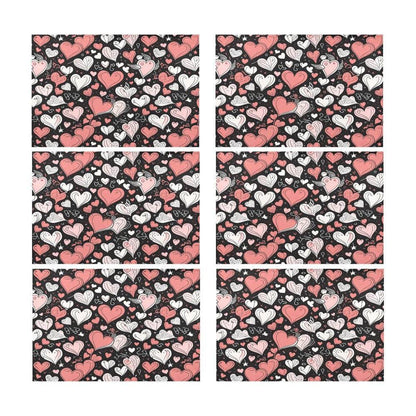 Colorful Hearts Table Placemat (set of 6) Placemats 12" x 18" (Set of 6) DeRose Seasonal