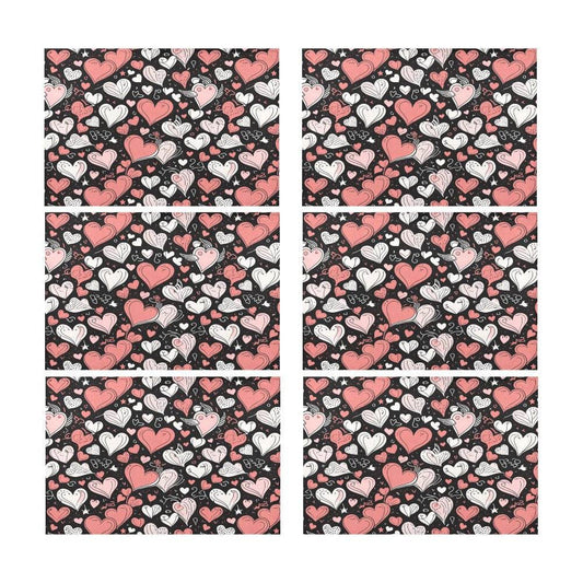 Colorful Hearts Table Placemat (set of 6) Placemats 12" x 18" (Set of 6) DeRose Seasonal