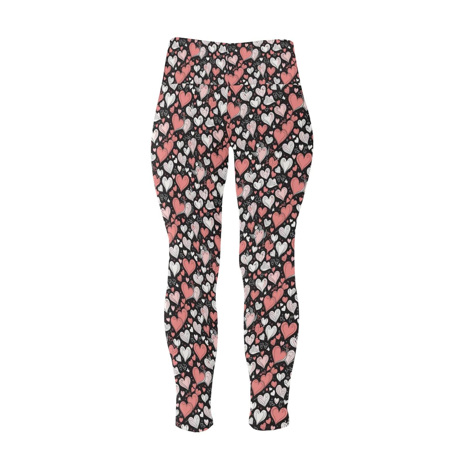 Colorful Hearts Women's Plus Size High Waited Leggings Women's High Waist Leggings(Plus Size)(ModelL45) - DeRose Seasonal