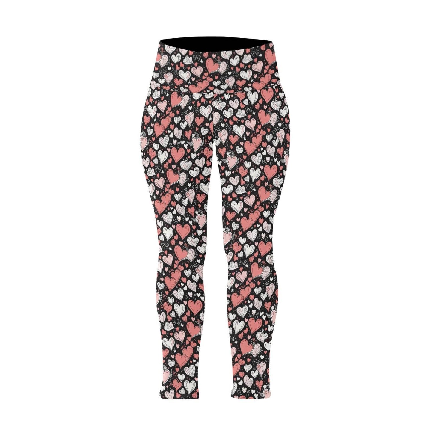 Colorful Hearts Women's Plus Size High Waited Leggings Women's High Waist Leggings(Plus Size)(ModelL45) - DeRose Seasonal