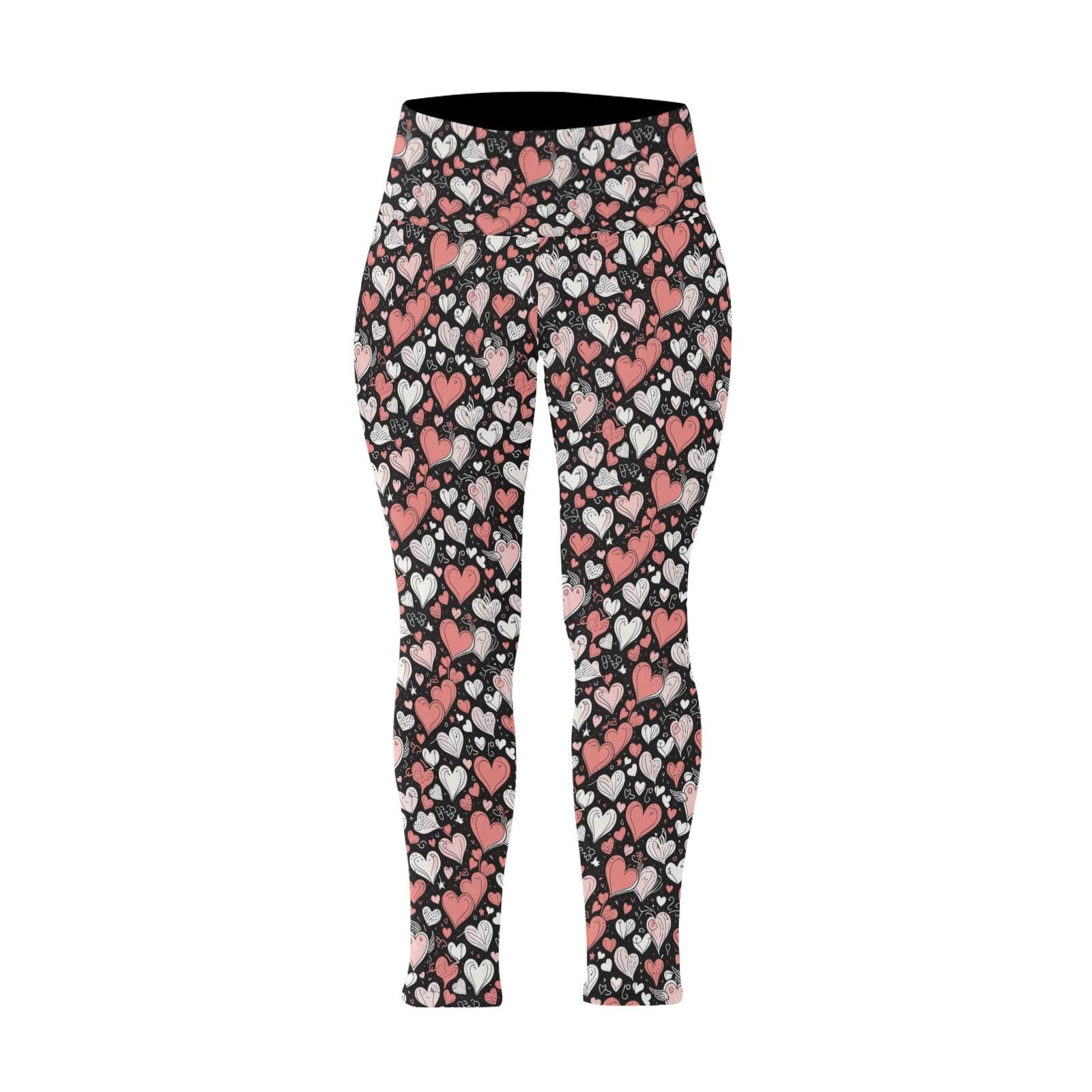 Colorful Hearts Women's Plus Size High Waited Leggings Women's High Waist Leggings(Plus Size)(ModelL45) - DeRose Seasonal