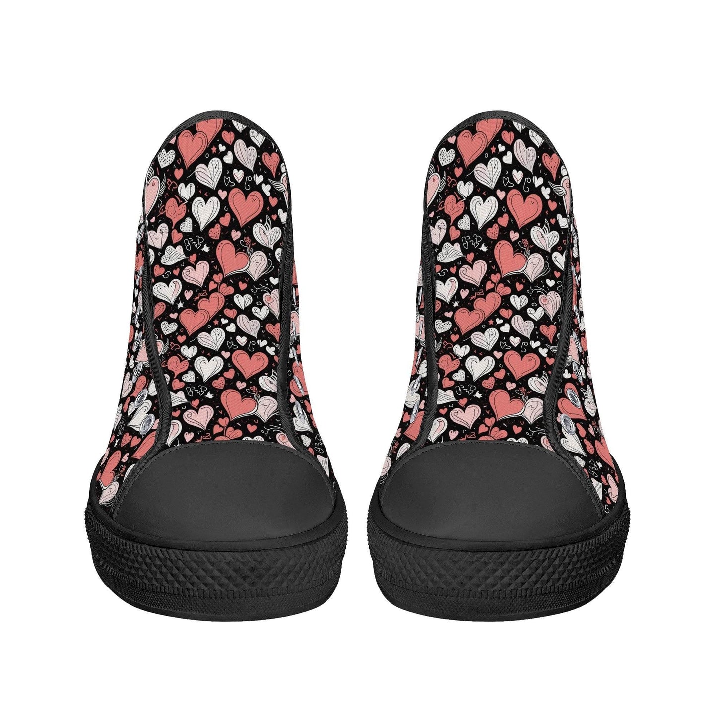 Colorful Hearts Women's High Top Canvas Shoes - DeRose Seasonal