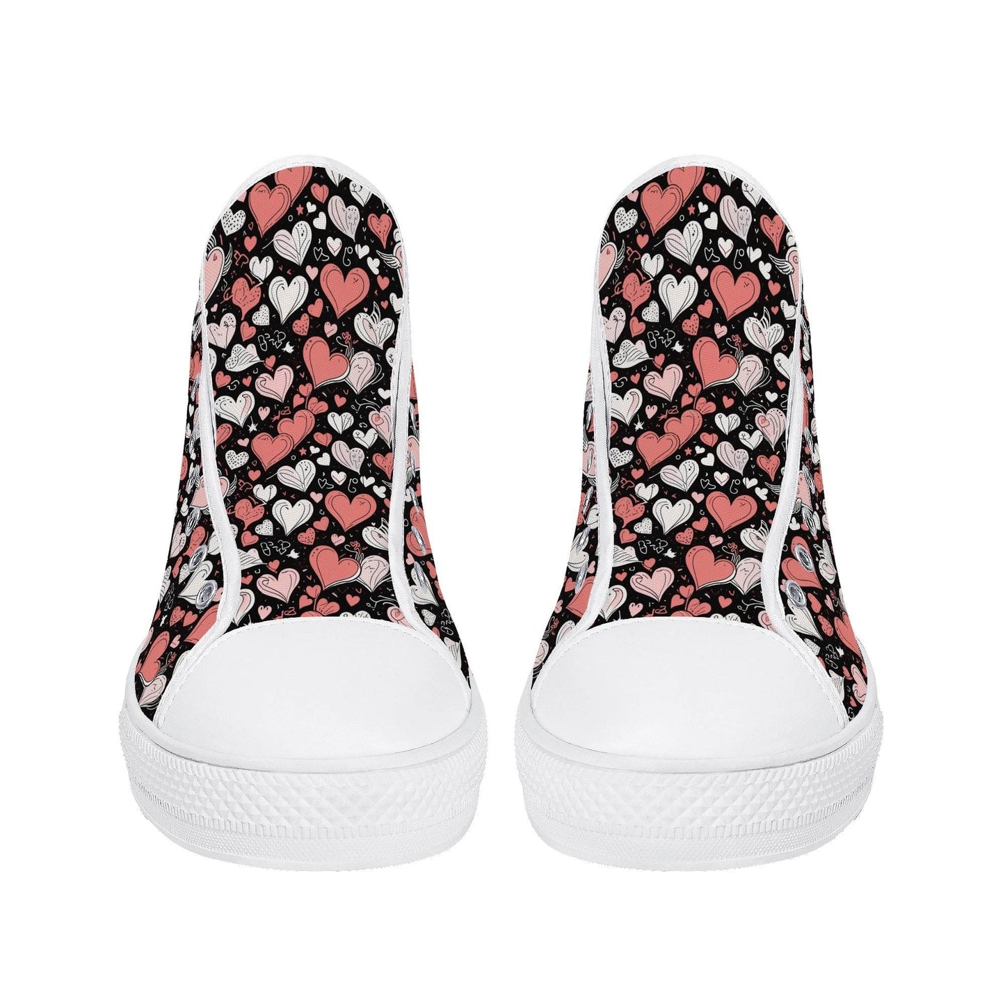 Colorful Hearts Women's High Top Canvas Shoes - DeRose Seasonal