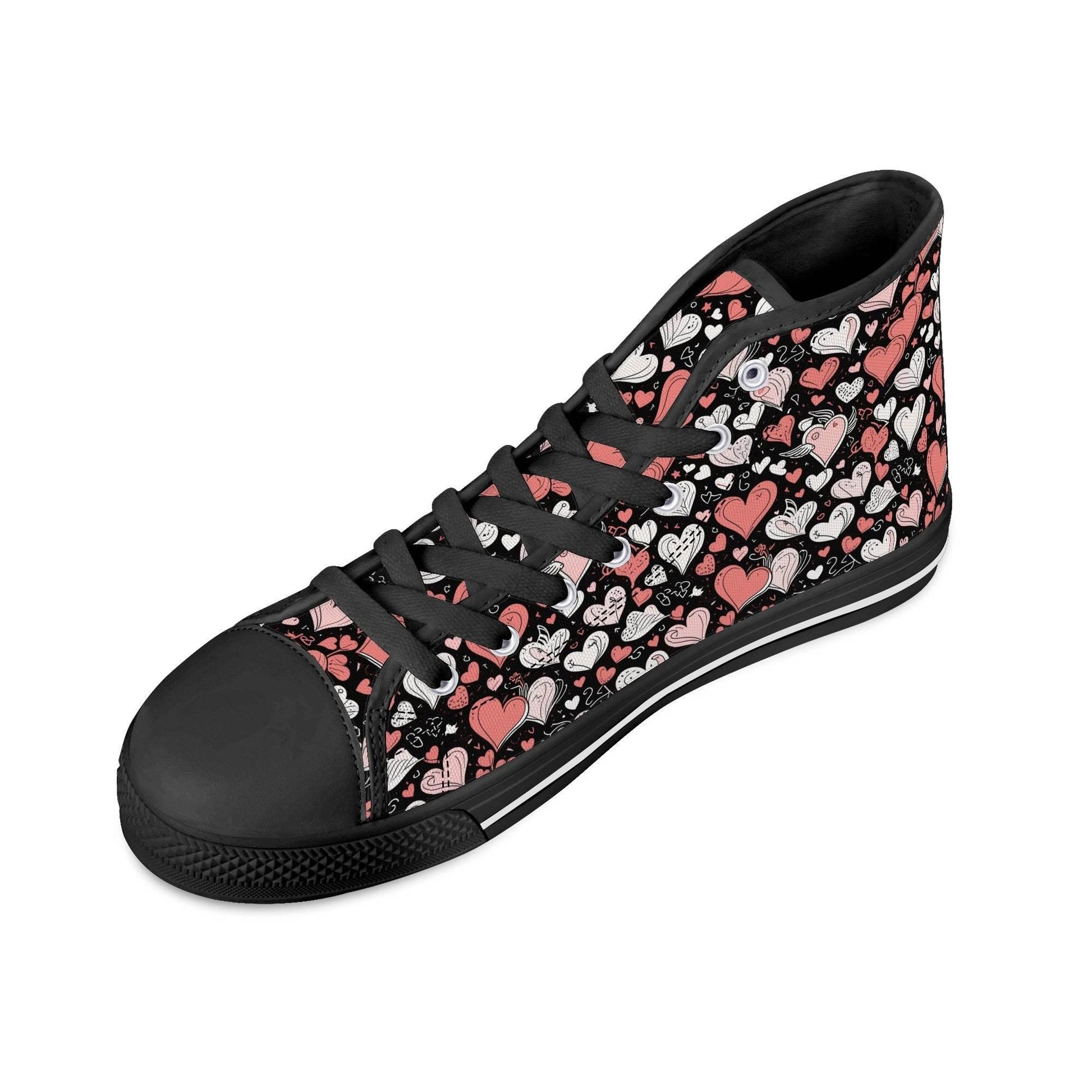 Colorful Hearts Women's High Top Canvas Shoes - DeRose Seasonal