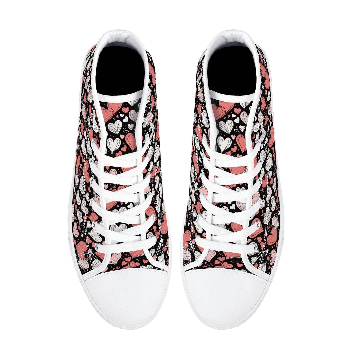 Colorful Hearts Women's High Top Canvas Shoes - DeRose Seasonal
