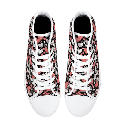 Colorful Hearts Women's High Top Canvas Shoes - DeRose Seasonal