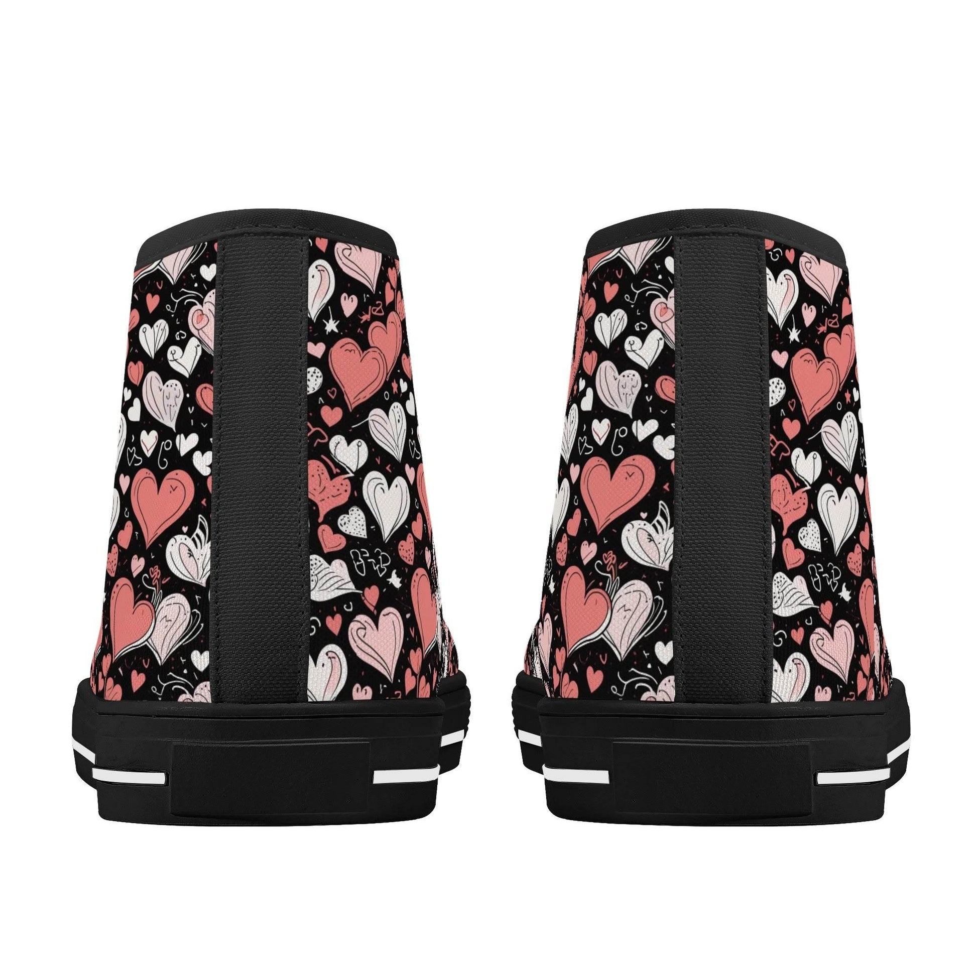 Colorful Hearts Women's High Top Canvas Shoes - DeRose Seasonal
