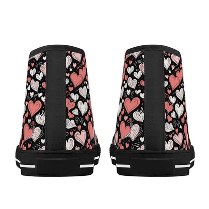Colorful Hearts Women's High Top Canvas Shoes - DeRose Seasonal
