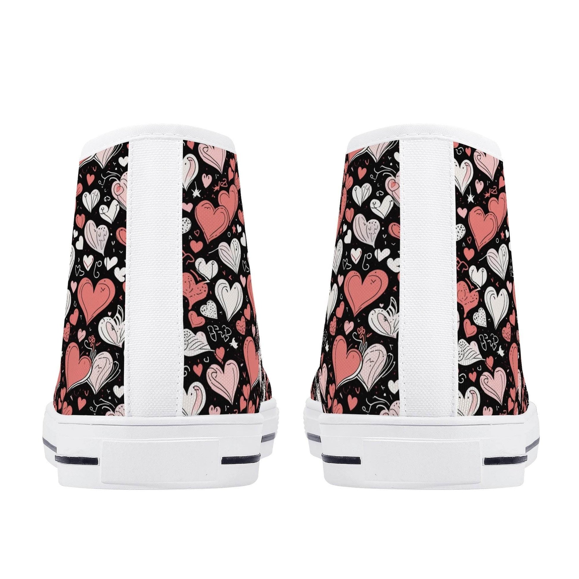 Colorful Hearts Women's High Top Canvas Shoes - DeRose Seasonal