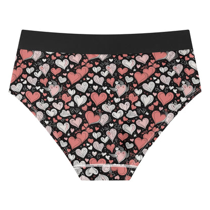 Colorful Hearts Women's Mid Waisted Briefs - DeRose Seasonal