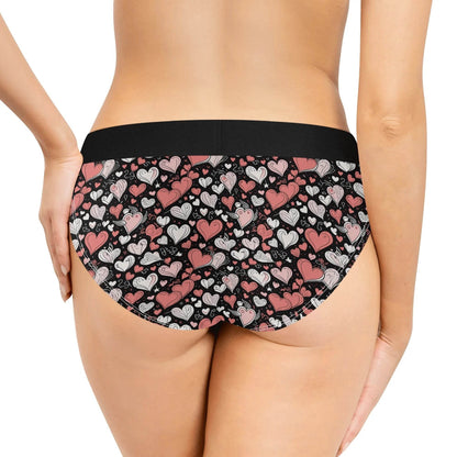 Colorful Hearts Women's Mid Waisted Briefs - DeRose Seasonal