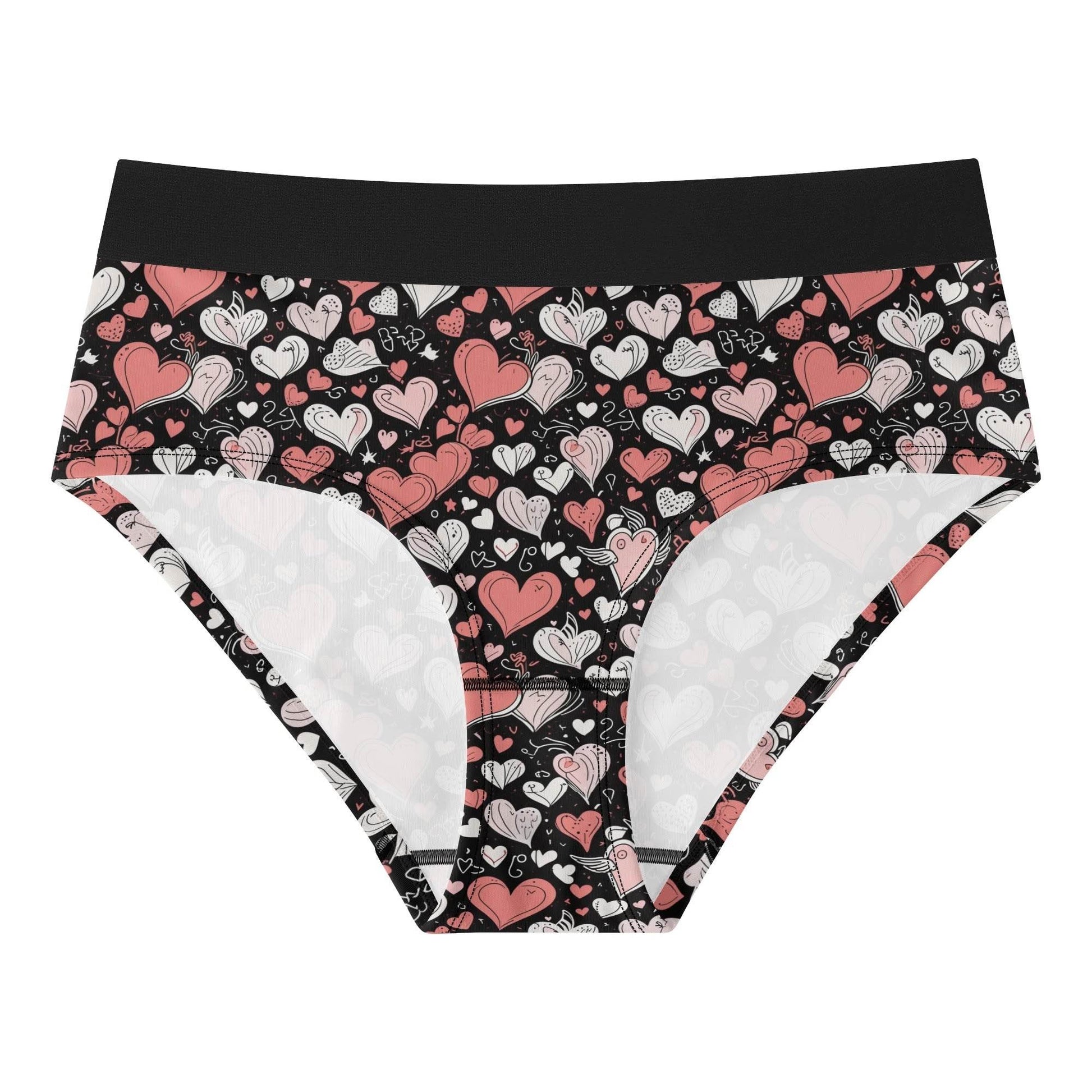 Colorful Hearts Women's Mid Waisted Briefs - DeRose Seasonal