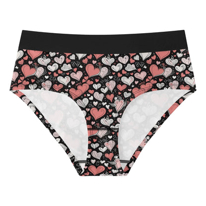 Colorful Hearts Women's Mid Waisted Briefs - DeRose Seasonal