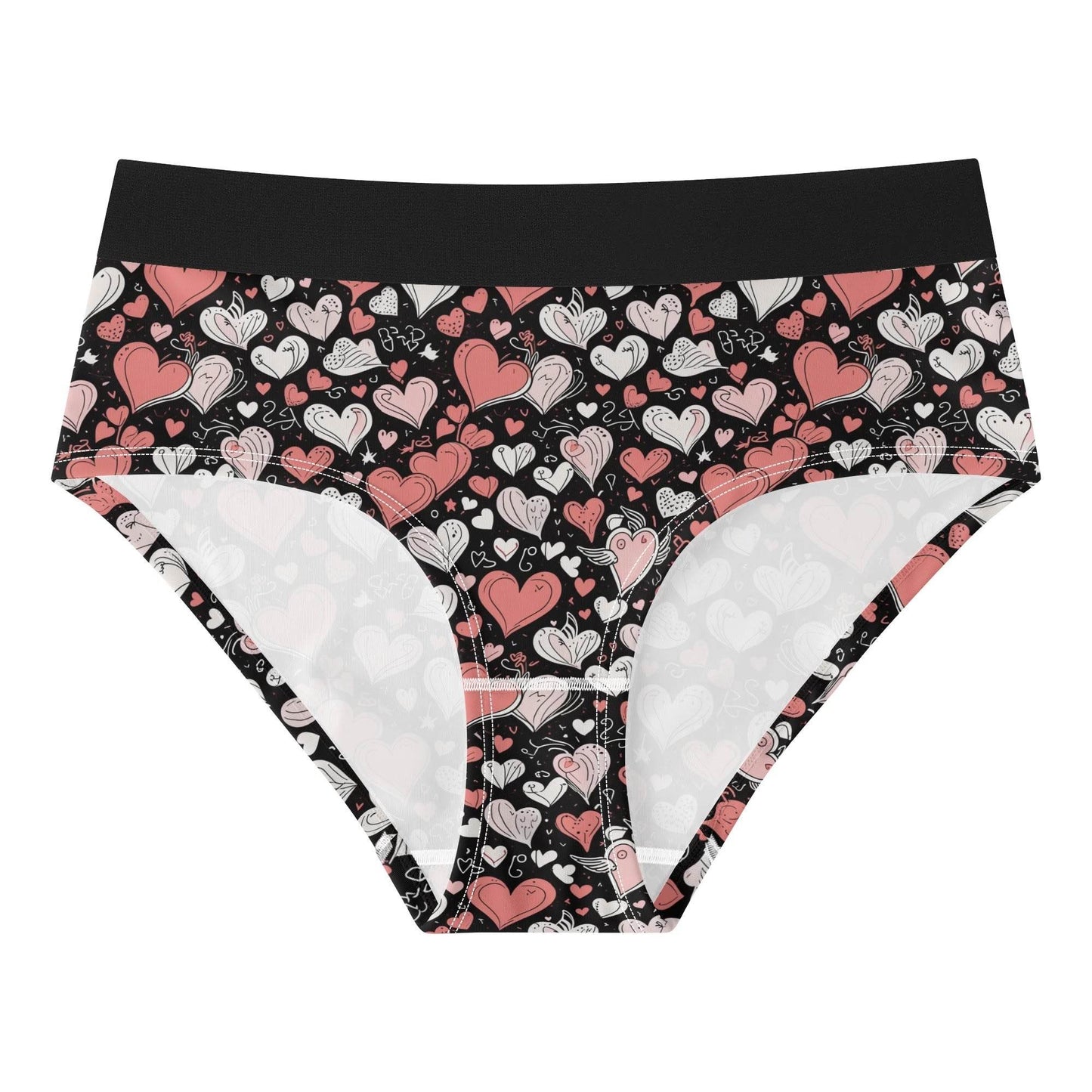 Colorful Hearts Women's Mid Waisted Briefs - DeRose Seasonal