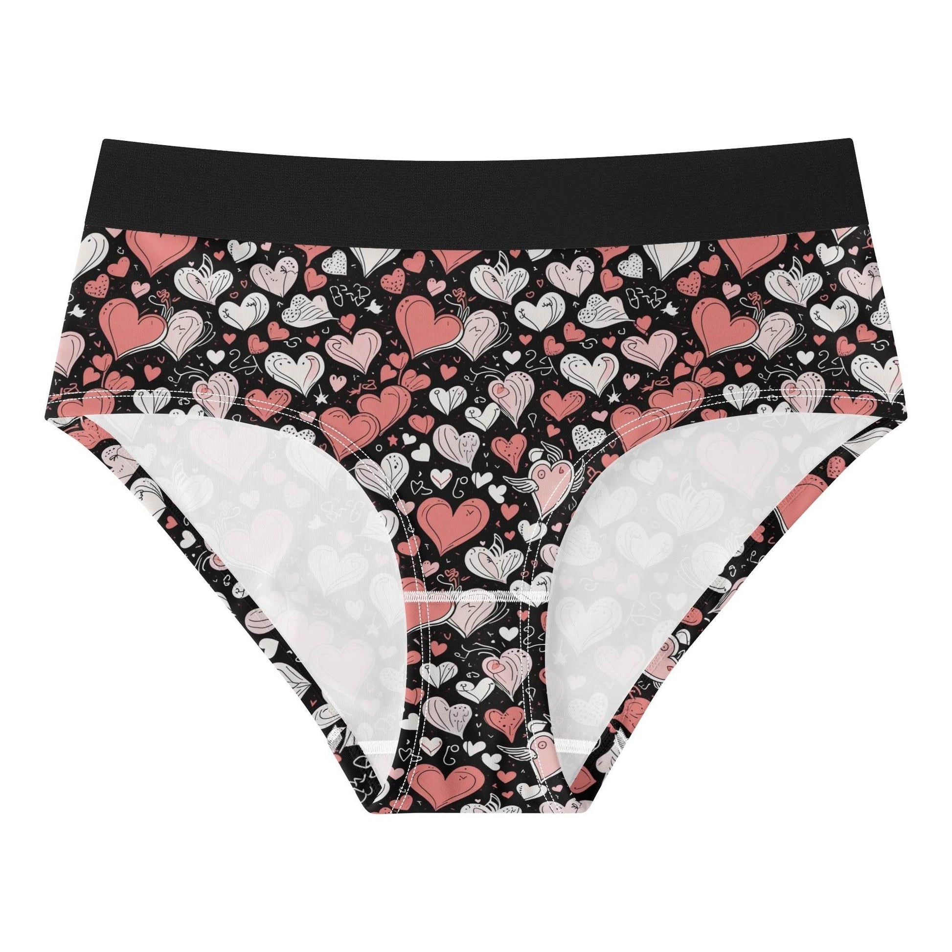 Colorful Hearts Women's Mid Waisted Briefs - DeRose Seasonal